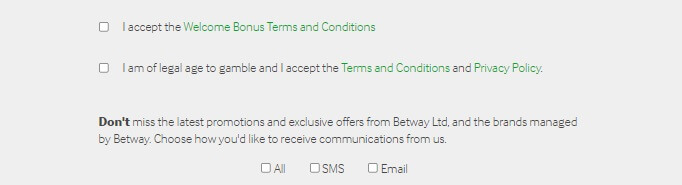Betway Finalise the Process