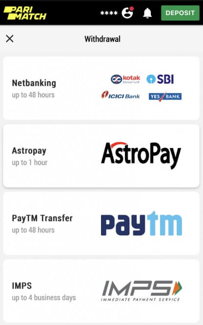 How to withdraw money from Parimatch India?